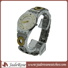 Transparent Plastic Case Metal Band Quartz Lady Watch